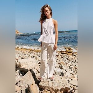 Free People Printemps Moment Halter Ruffle Top White Size M